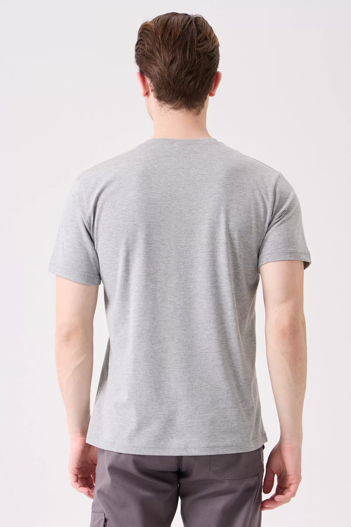 V Yaka Erkek Tişörtü 50 Pamuk Polyester Herba shirt Nefes Alabilir Rahat Şık Tasarım