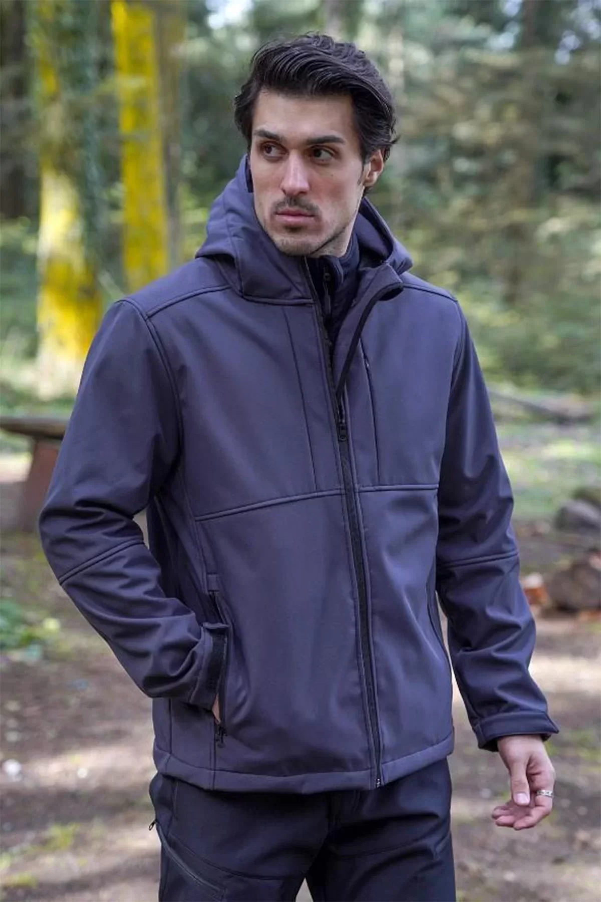 Softshell Erkek Mont Su Geçirmez Kapüşonlu Outdoor 350 Flam2 Fiyort Rüzgar Günlük