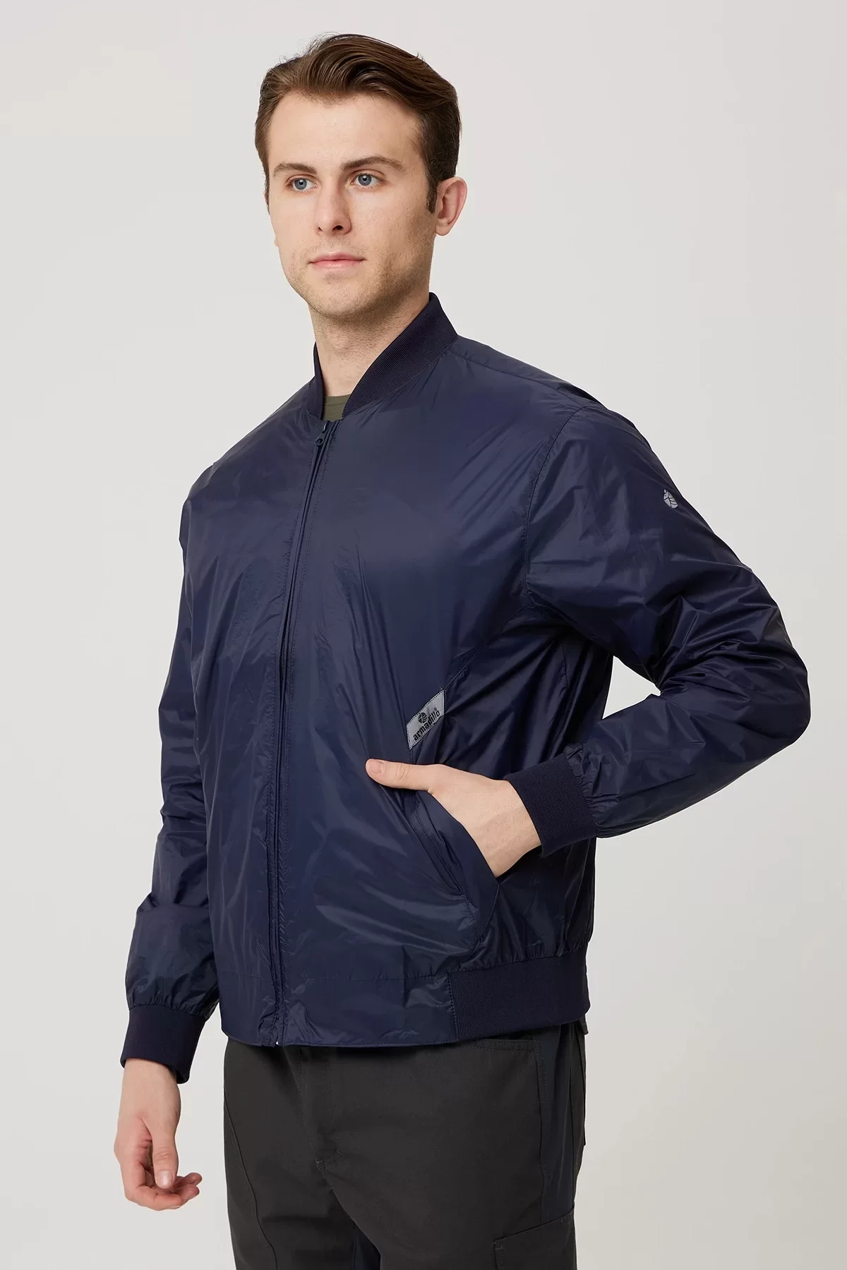 Erkek Monchler Naylon Bomber Ceket Mevsimlik Morino Jacket Fermuarlı Şık Tasarım Kumaş Rahat