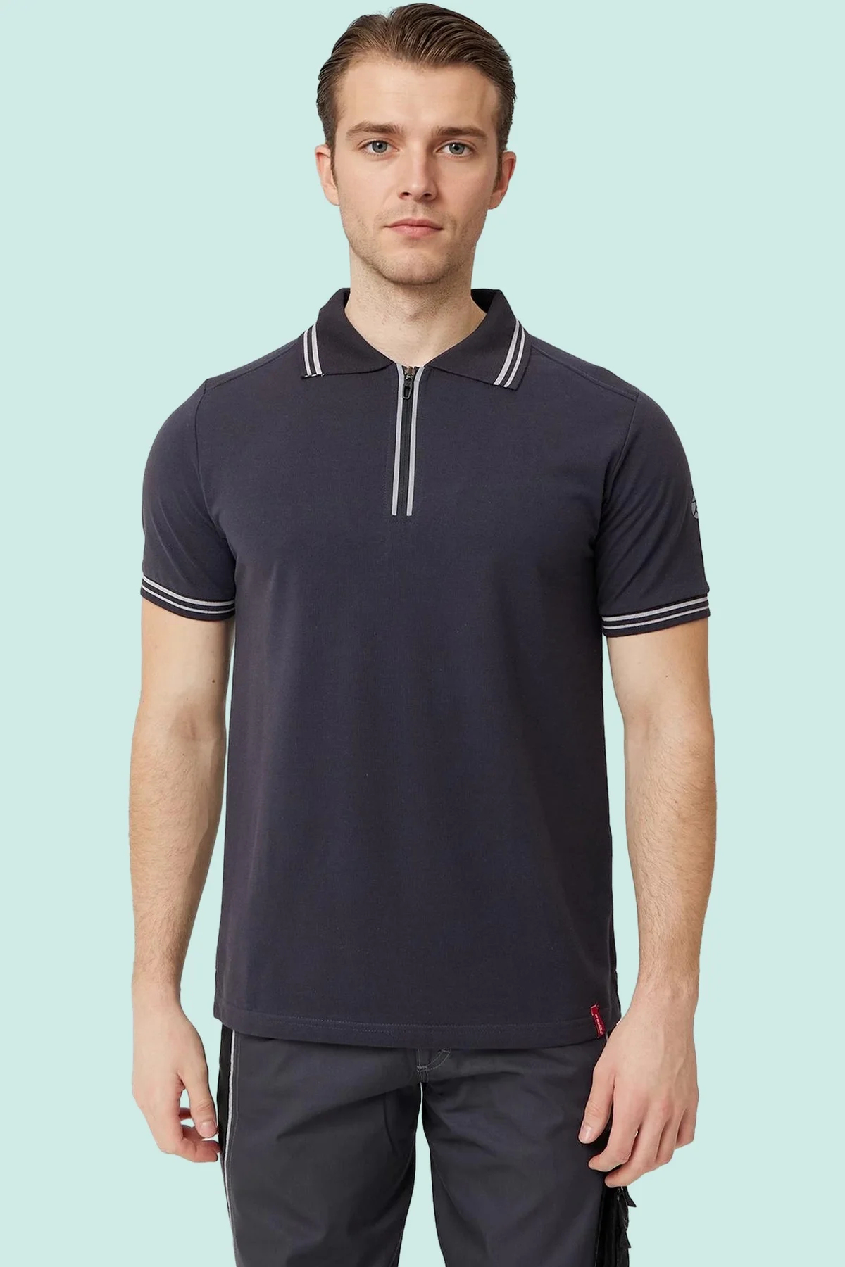 Polo Yaka Fermuarlı Tişört Nefes Alabilir İş Güvenliği Asperula shirt Şık Rahat Tasarım