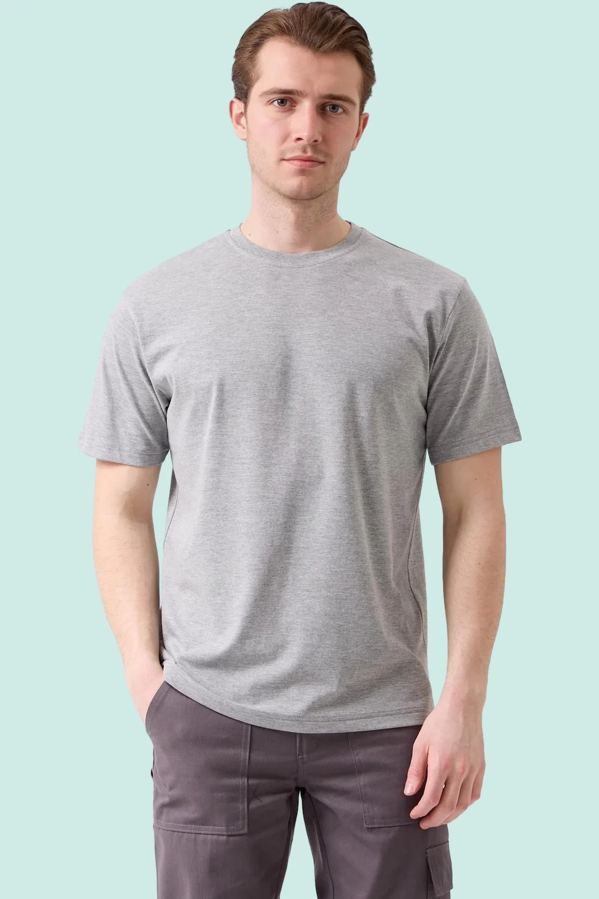 Erkek Pamuklu Tişört Yazlık Nefes Alabilir Herba Basic shirt Rahat Kesim