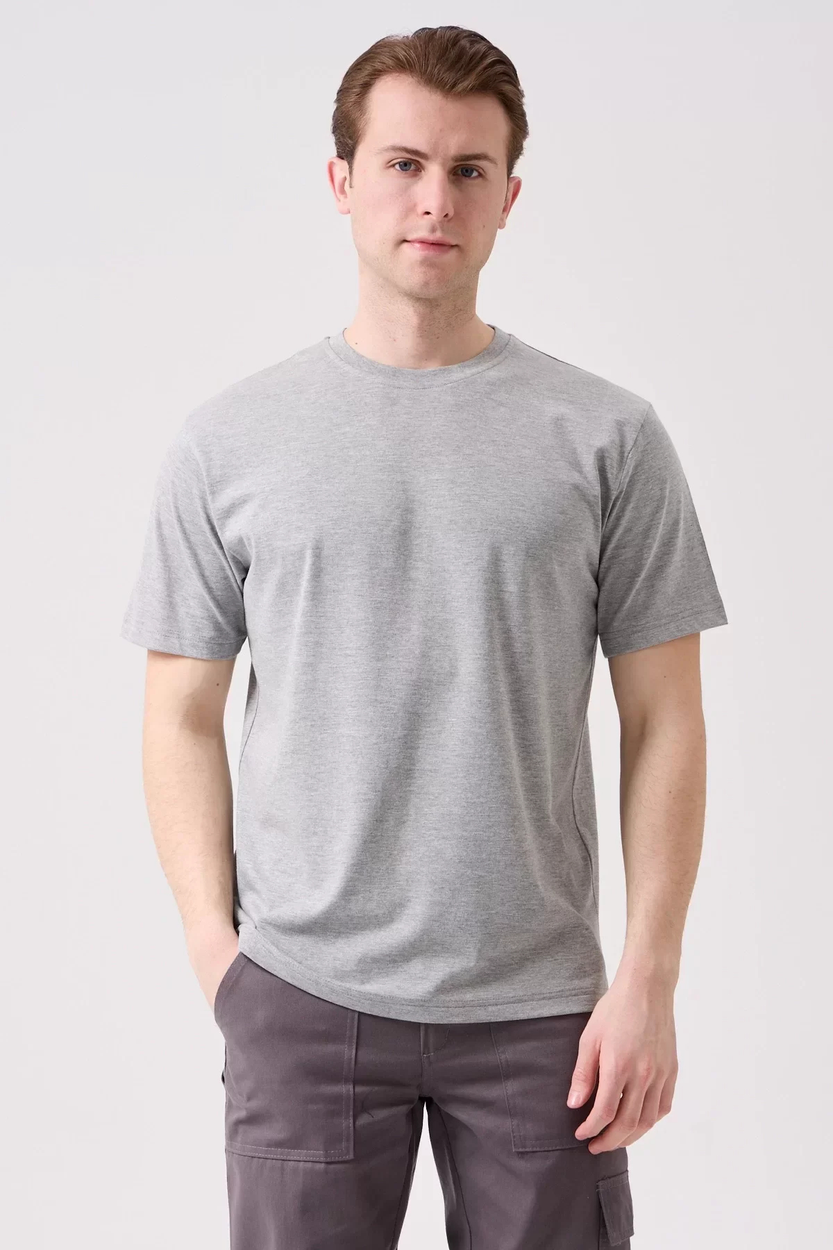 Erkek Pamuklu Tişört Yazlık Nefes Alabilir Herba Basic shirt Rahat Kesim