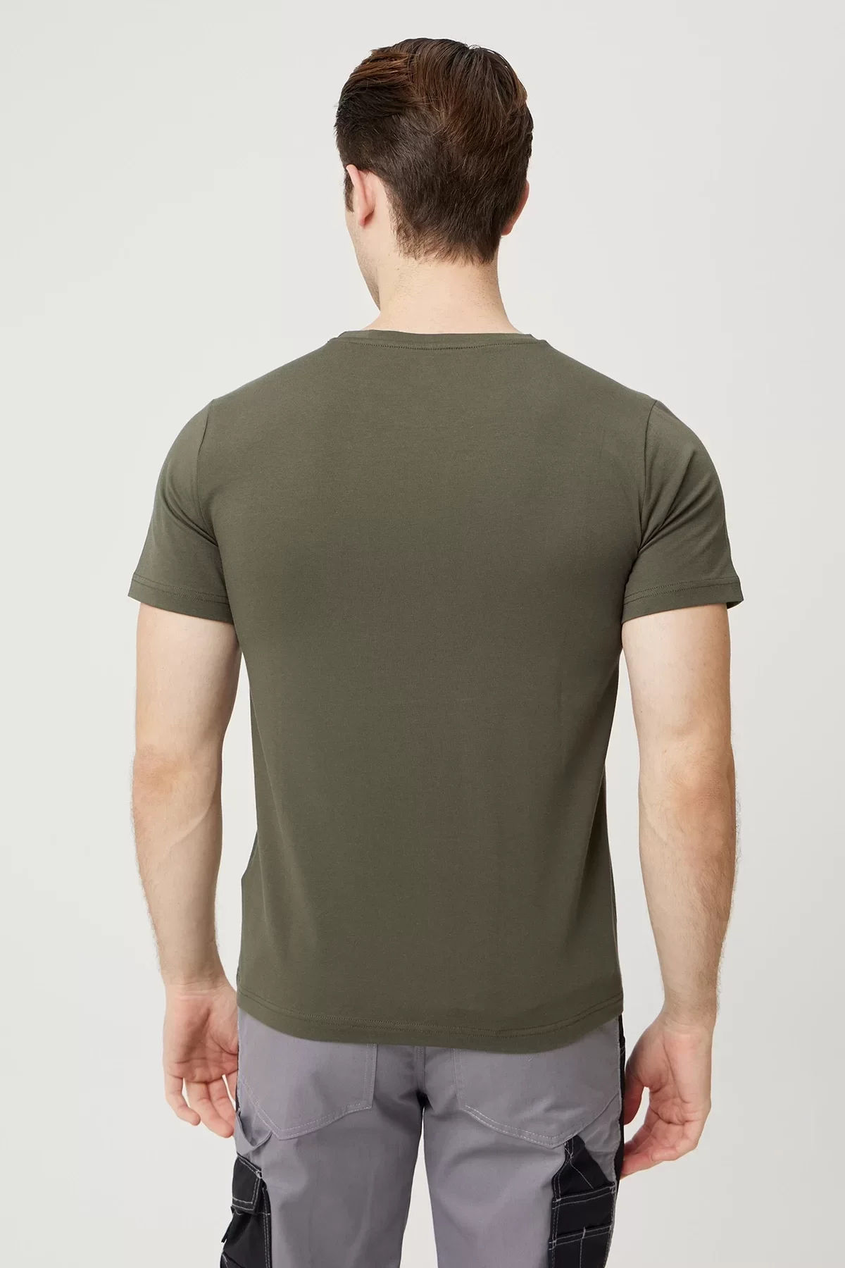Armadillo Erkek Yazlık TShirt Kaki Pamuklu Allium Basic shirt Nefes Alabilir Rahat Kesim