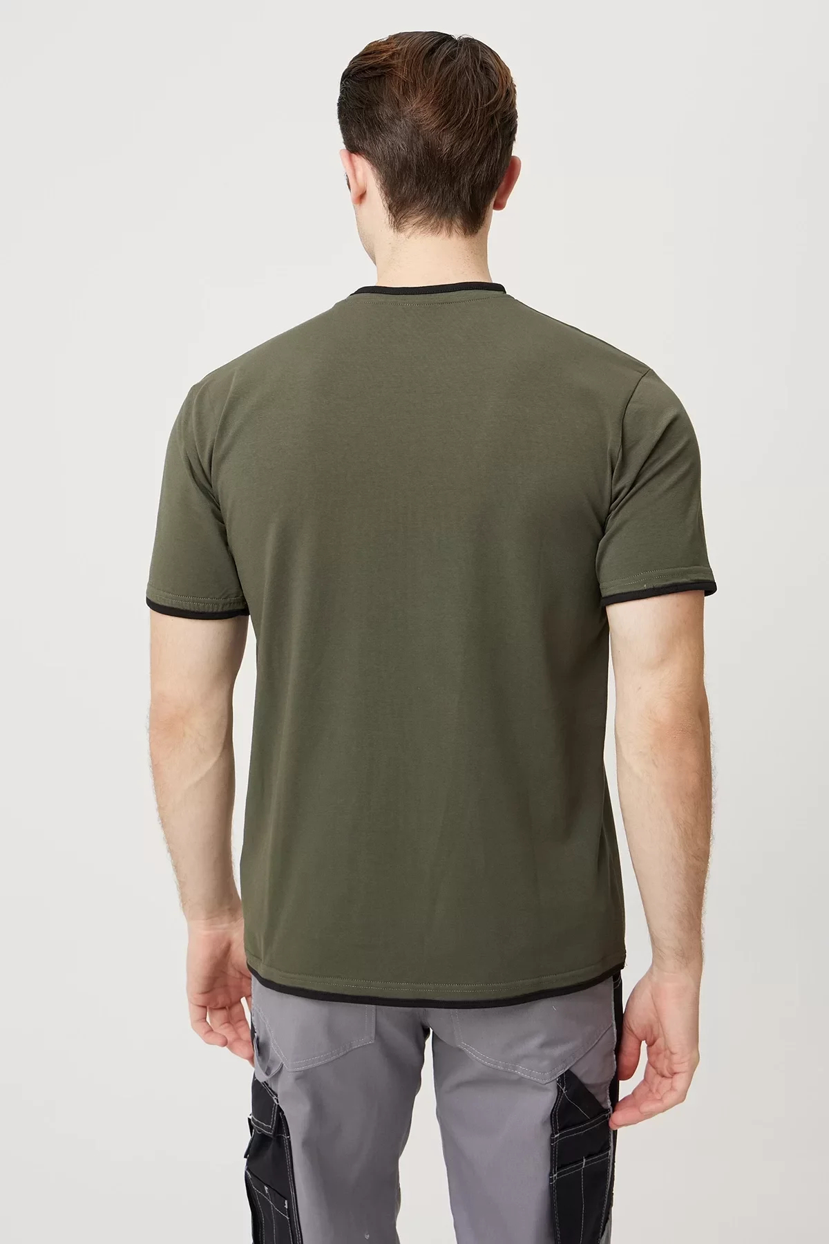 Erkek Khaki O Yaka Tshirt 92 Pamuk Morina shirt Nefes Alabilir Rahat Kesim
