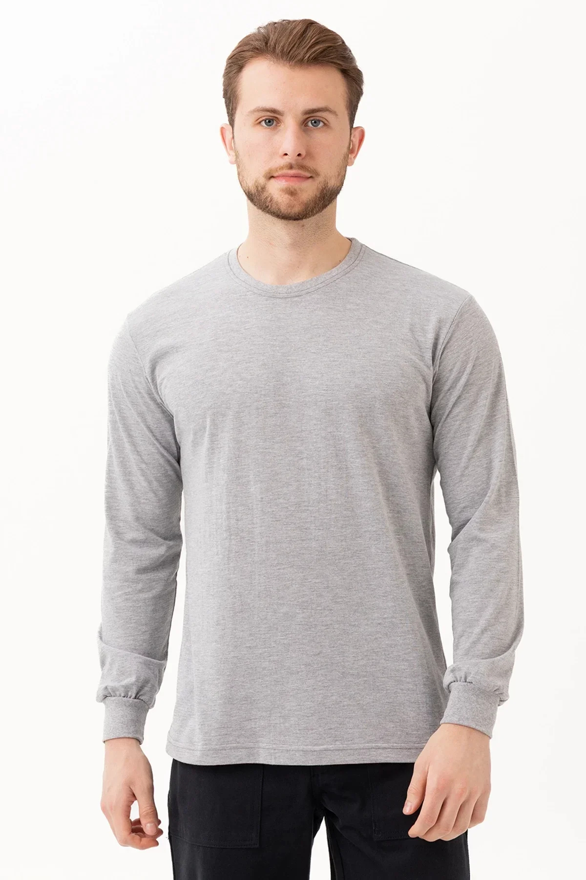 Uzun Kollu Tshirt 50 Pamuk Polyester Gaura Basic shirt Rahat Şık Tasarım Günlük Kombinler