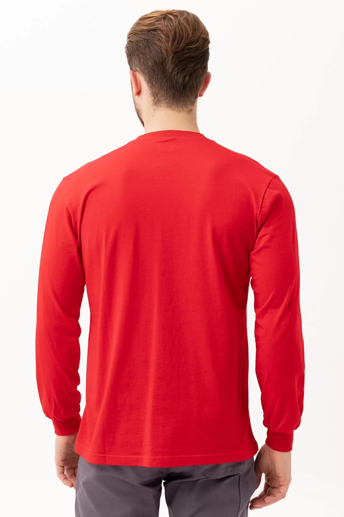 V Yaka Uzun Kollu Penye Tshirt Padus shirt Rahat Kesim Günlük İş Kullanımı İçin